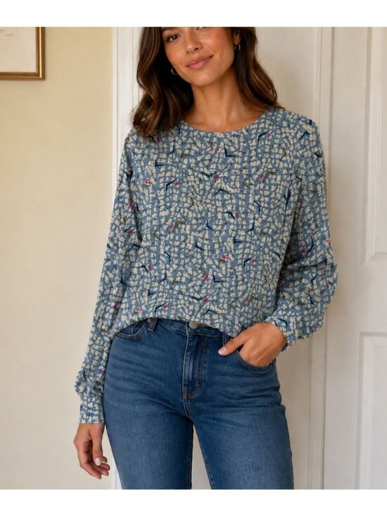 Pendleton Tops - Vintage Country Sophisticates Made in the U.S.A. Long Sleeve Blouse XL Blue